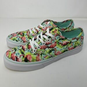 VANS Authentic Flamingo Palm Print Shoes - Tropical Teal/Pink - Women's 10 NEW